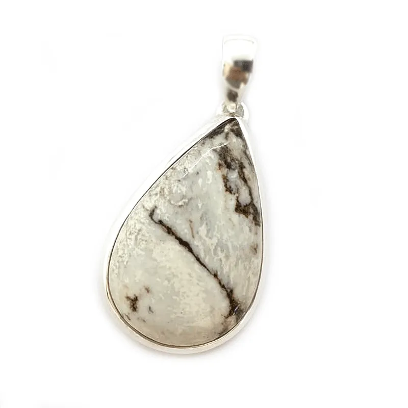 White Buffalo Turquoise Teardrop Pendant