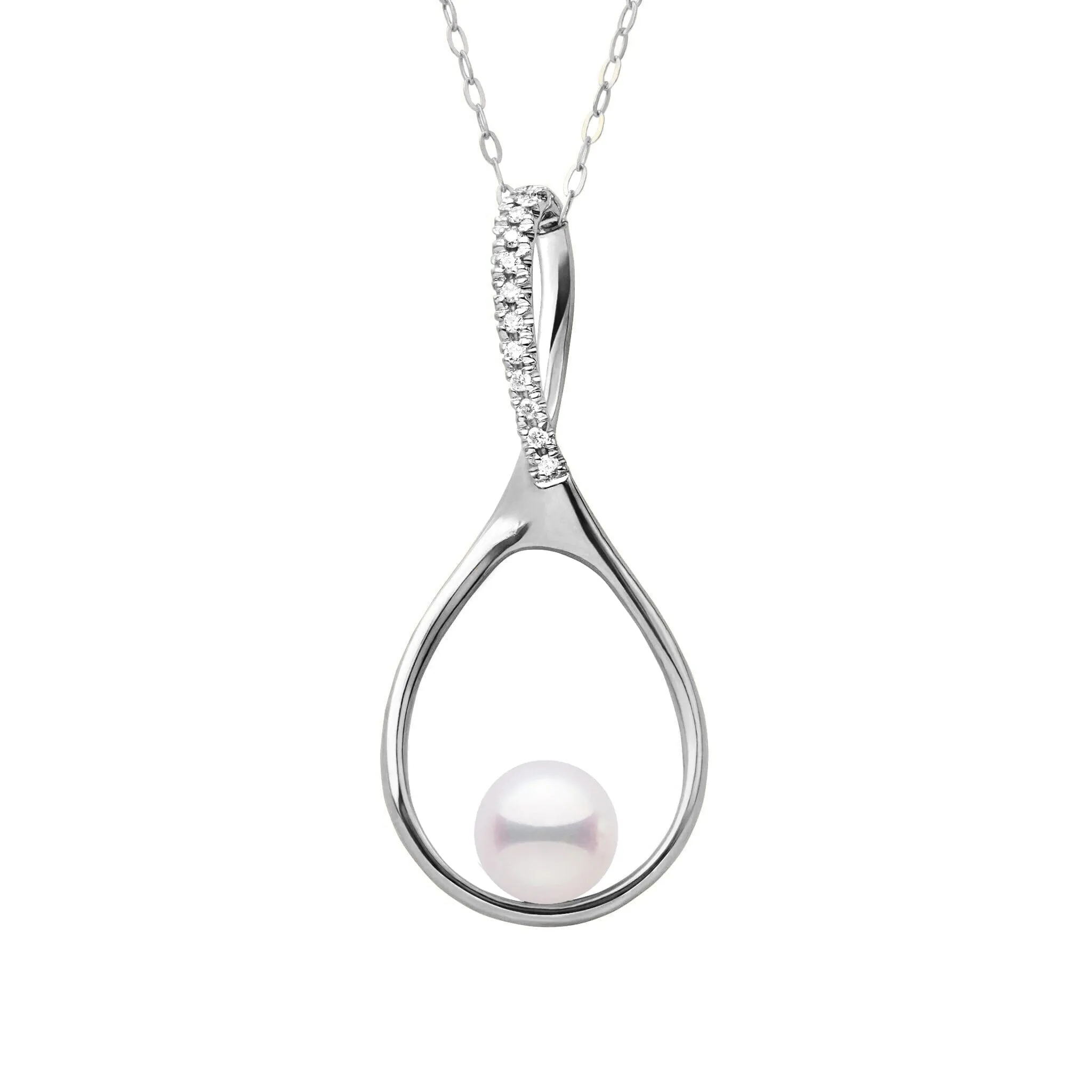 Wishbone Collection 6.0-6.5 mm Akoya Pearl and Diamond Pendant