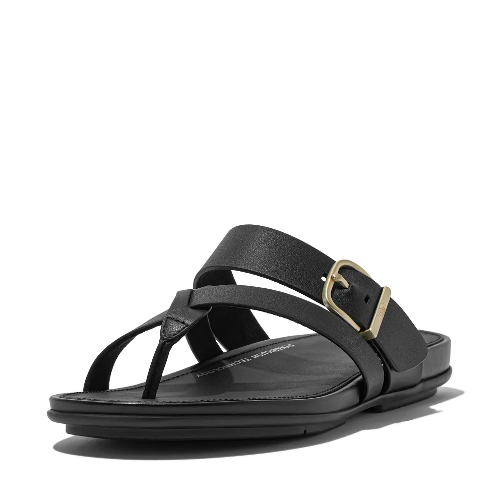 รองเท้าแตะแบบหูหนีบ ผู้หญิง รุ่น GRACIE BUCKLE LEATHER STRAPPY TOE-POST SANDALS