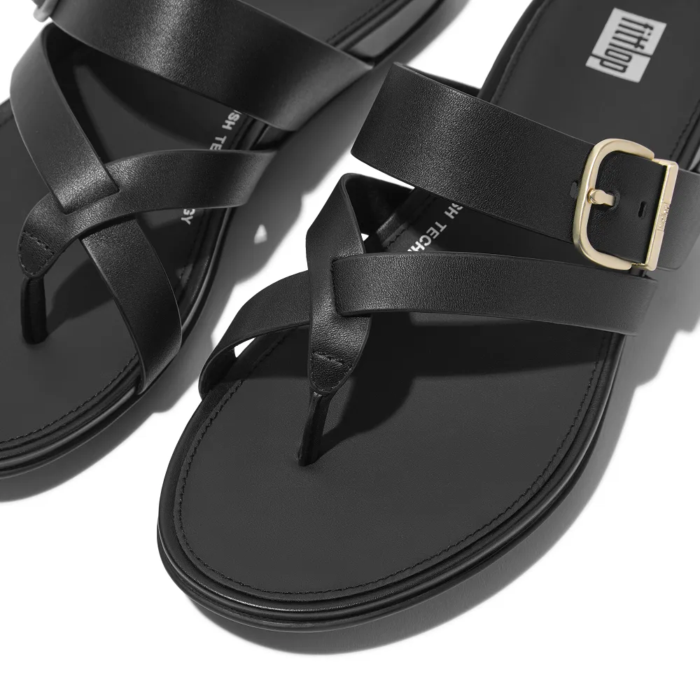 รองเท้าแตะแบบหูหนีบ ผู้หญิง รุ่น GRACIE BUCKLE LEATHER STRAPPY TOE-POST SANDALS